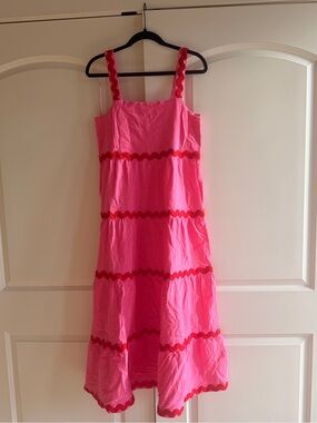 Pink red tiered maxi dress